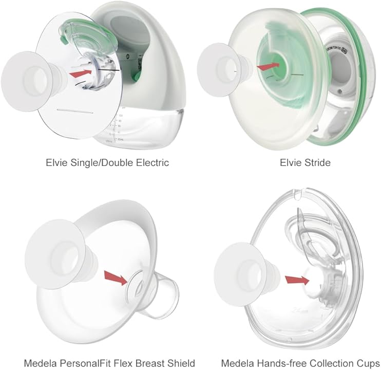 Maymom “SHORT” Silicone Flange Inserts - Compatible with Elvie Single/Double Electric Pump, Elvie Stride (24mm) - New Baby New Paltz