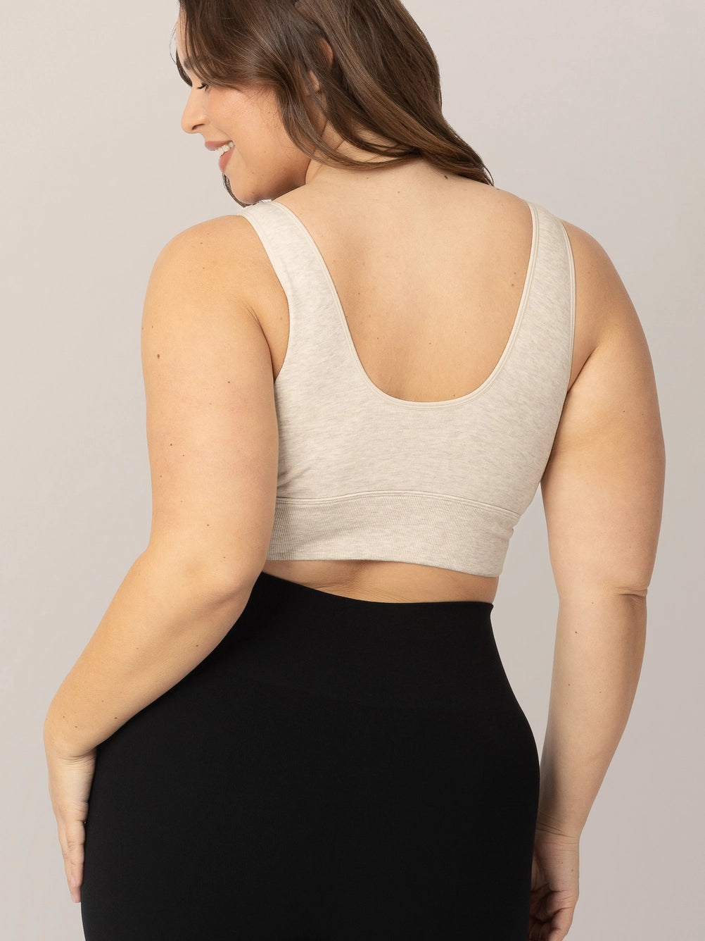 Kindred Bravely Sublime Bamboo Nursing & Maternity Plunge Bra - Oatmeal Heather - New Baby New Paltz