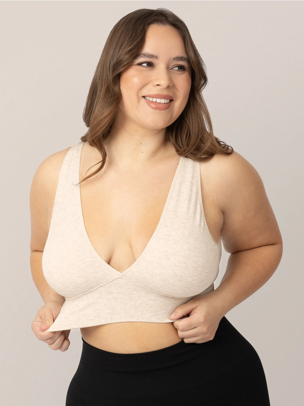 Kindred Bravely Sublime Bamboo Nursing & Maternity Plunge Bra - Oatmeal Heather - New Baby New Paltz