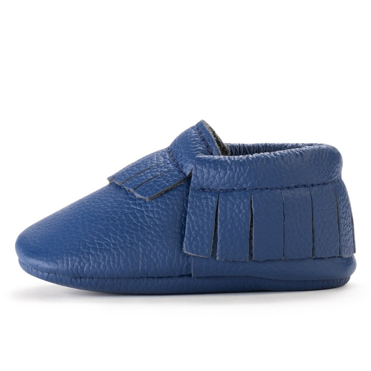 Bird Rock Genuine Leather Baby Moccasins Royal Blue - New Baby New Paltz