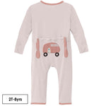 Kickee Pants Applique Coverall Macaroon Camper 0-3 M w/Snaps - New Baby New Paltz