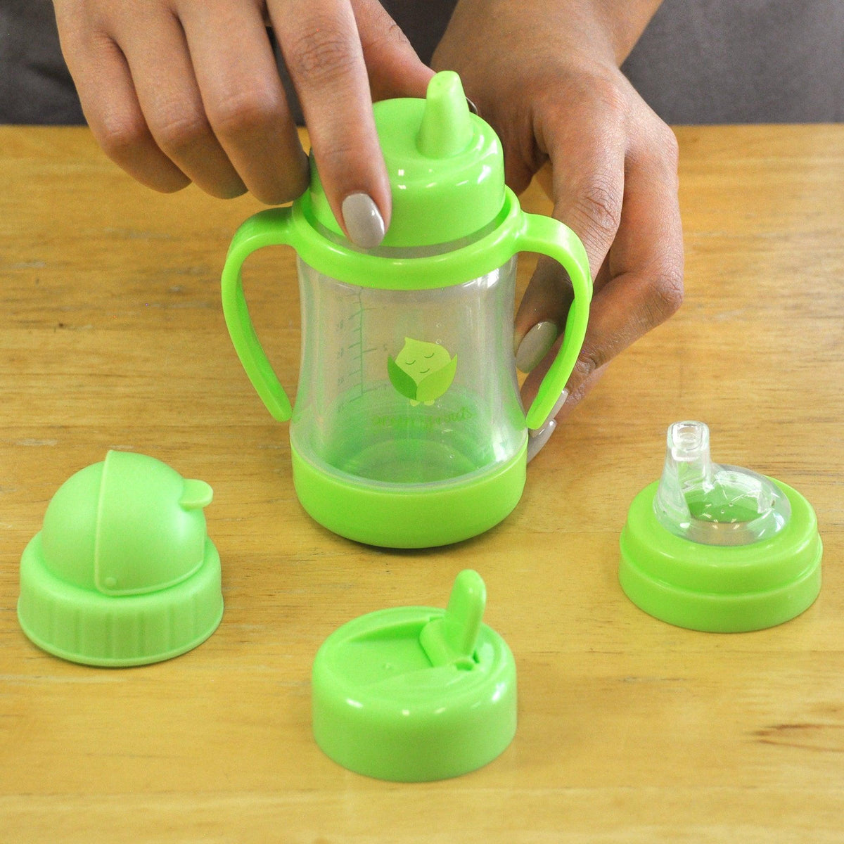 green sprouts Glass Sip & Straw Cup 