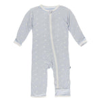 Kickee Pants Print Coverall with Zipper in Dew Dandelion Seeds 6-9M - New Baby New Paltz