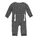 Kickee Pants Print Coverall with Zipper in Stone Dandelion Seeds (0-3 Months) - New Baby New Paltz
