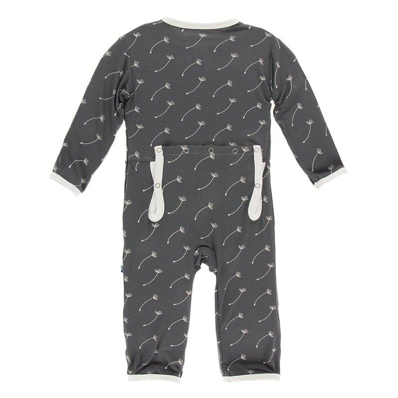 Kickee Pants Print Coverall with Zipper in Stone Dandelion Seeds (0-3 Months) - New Baby New Paltz