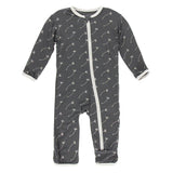 Print Coverall with Zipper in Stone Dandelion Seeds (0-3 Months) - New Baby New Paltz