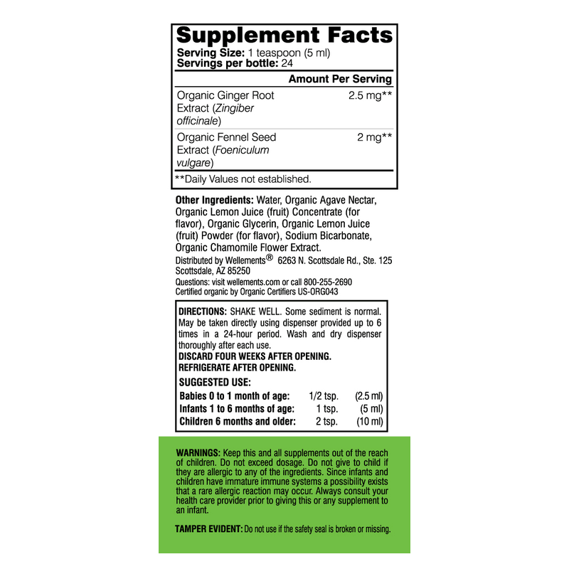 Wellements gripe shop water ingredients