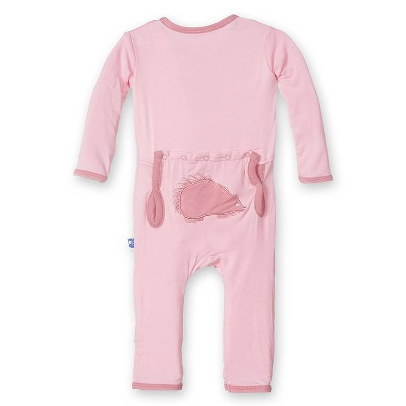 Kickee Pants Applique Coverall Lotus Porcupine w/Snaps 12-18M - New Baby New Paltz
