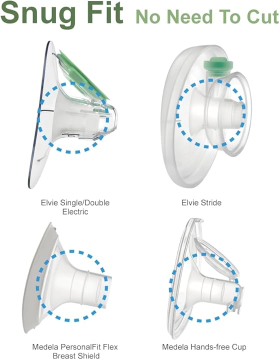 Maymom “SHORT” Silicone Flange Inserts - Compatible with Elvie Single/Double Electric Pump, Elvie Stride (24mm)