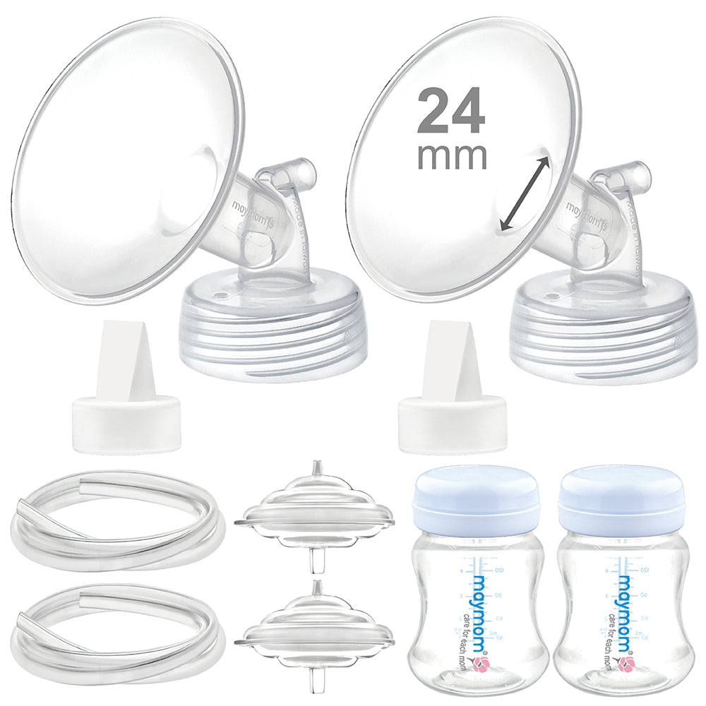 Maymom kit for spectra s1/s2 pump, two sides; 24mm flange,valve,tube,backfkow protector, bottle