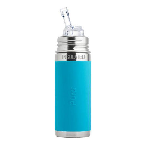 Pura Kiki® 9oz Insulated Straw Bottle: Aqua Sleeve - New Baby New Paltz
