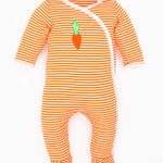 Under The Nile Carrot Stripe Side Snap Footie - New Baby New Paltz