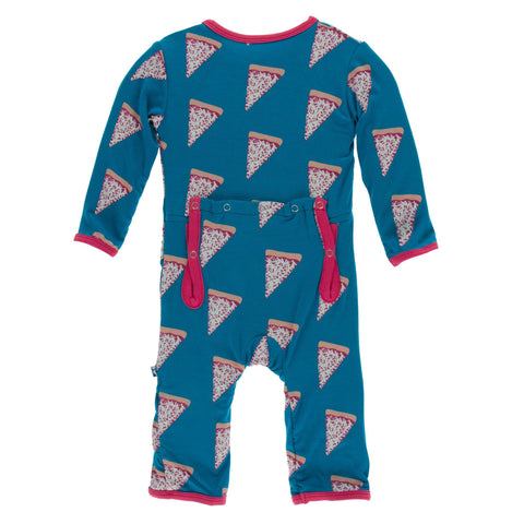 Kickee Pants Print Coverall with Zipper in Seaport Pizza Slices