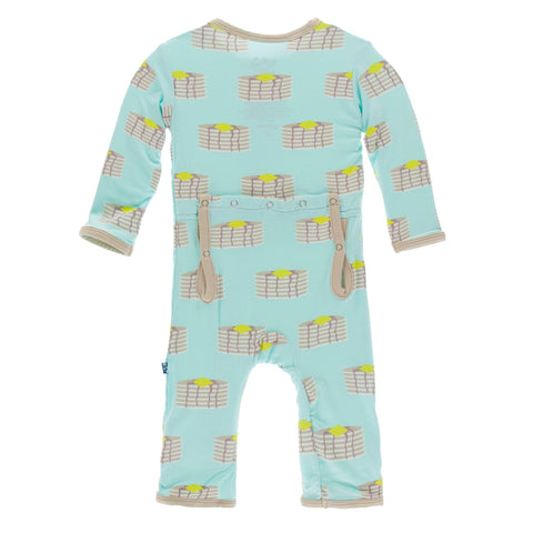 Kickee Pants Print Coverall with Zipper in Summer Sky Pancakes