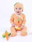 Under The Nile Organic Cotton Side Snap Footie Carrot Stripe