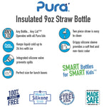 Pura Kiki® 9oz Insulated Straw Bottle: Slate Sleeve