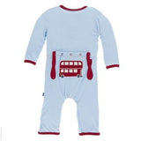 Kickee Pants Applique Coverall w/zipper in Double Decker Bus - New Baby New Paltz