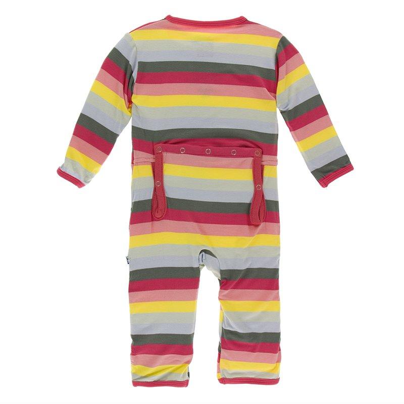 Kickee Pants Print Coverall with Zipper in Biology Stripe - New Baby New Paltz