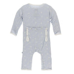 Kickee Pants Print Coverall with Zipper in Dew Dandelion Seeds - New Baby New Paltz