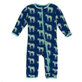 Print Coverall with Zipper in Flag Blue Unicorns 0-3 Months - New Baby New Paltz