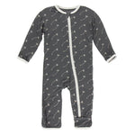 Print Coverall with Zipper in Stone Dandelion Seeds (0-3 Months) - New Baby New Paltz