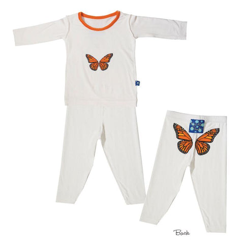 Kickee Pants Print Long Sleeve Pajama in Natural with Monarch Butterfly - New Baby New Paltz