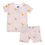 Kickee Pants Print Short Sleeve Pajama Set with Shorts in Macaroon Puddle Duck - New Baby New Paltz