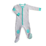 Baby Deedee Sleepsie Quilted Pajamas Heather Gray/Teal