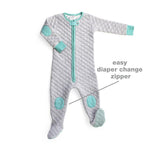Baby Deedee Sleepsie Quilted Pajamas Heather Gray/Teal