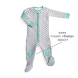 Baby Deedee Sleepsie Quilted Pajamas Heather Gray/Teal - New Baby New Paltz