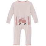 Kickee Pants Applique Coverall Macaroon Camper 0-3 M w/Snaps - New Baby New Paltz