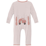 Kickee Pants Applique Coverall Macaroon Camper 0-3 M w/Snaps - New Baby New Paltz