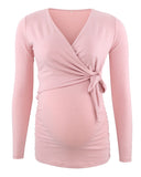 Liu & Qu Long Sleeve Wrap Maternity & Breastfeeding Top - New Baby New Paltz