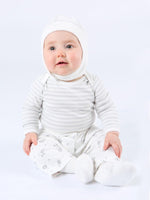 Under The Nile Long Sleeve Lap Shoulder Bodysuit - Organic Cotton Grey Stripe - New Baby New Paltz