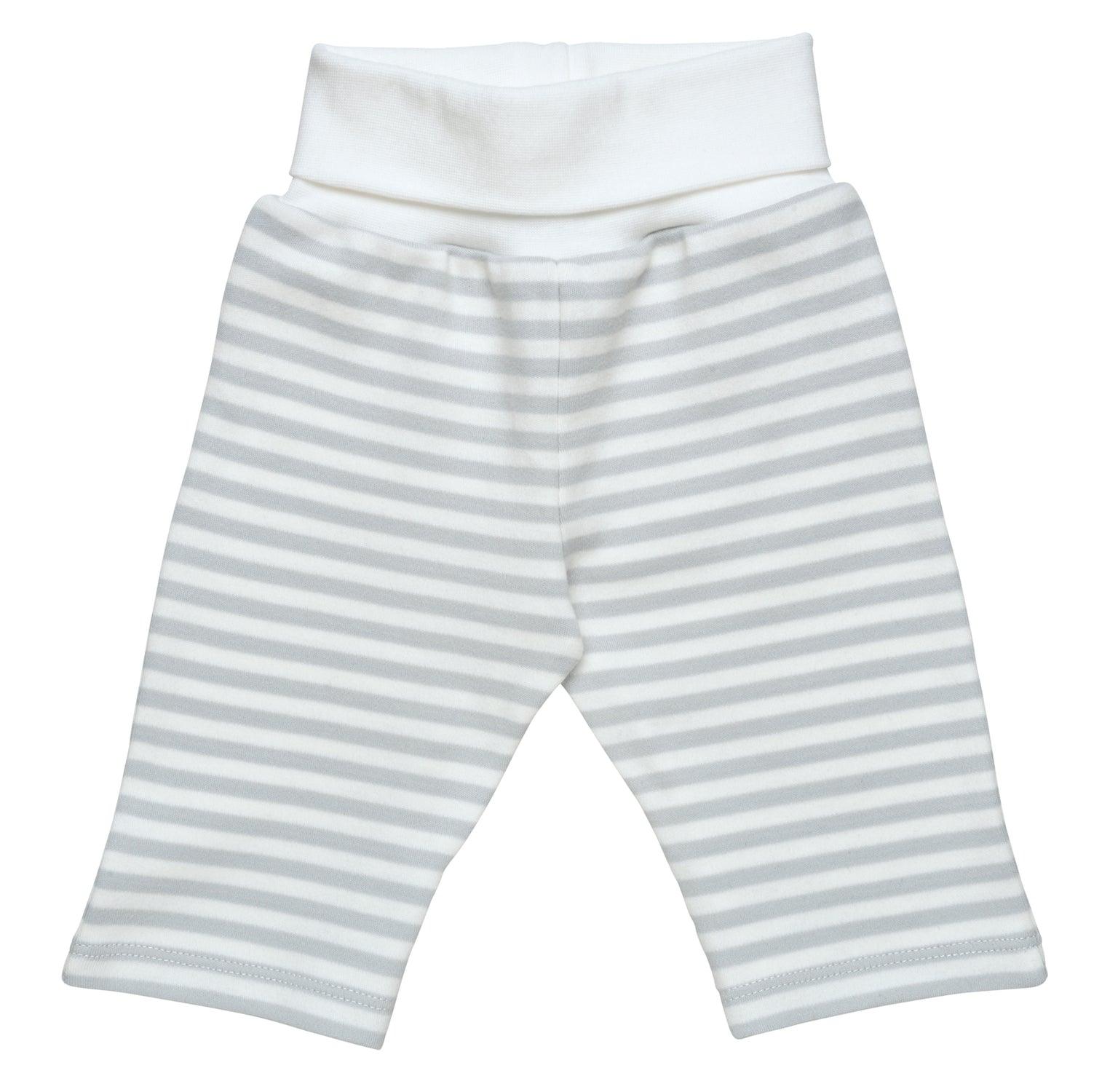 Under The Nile Baby Yoga Fold-over Waist Pant - Organic Cotton Grey Stripe - New Baby New Paltz