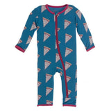 Kickee Pants Print Coverall with Zipper in Seaport Pizza Slices