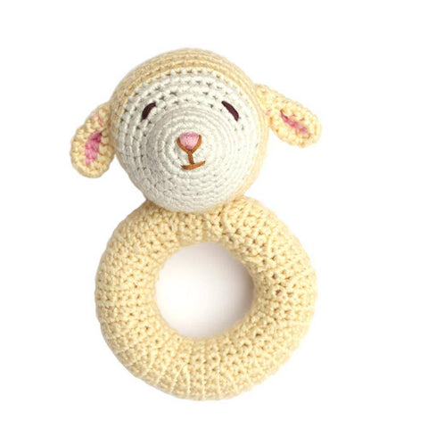 Cheengoo Lamb Hand Crocheted Rattle - New Baby New Paltz