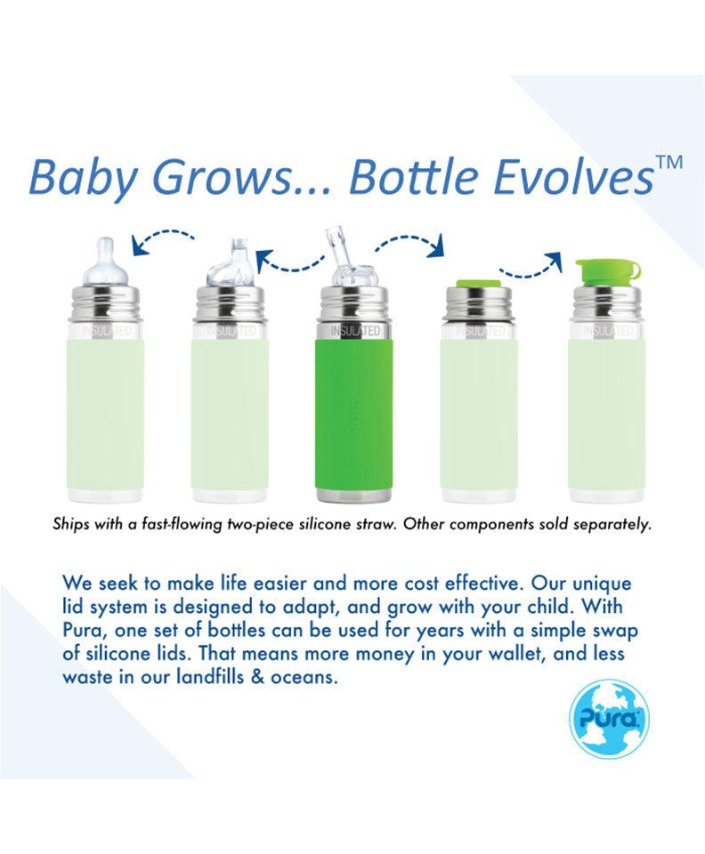 Pura Kiki® 9oz Insulated Straw Bottle: Aqua Sleeve - New Baby New Paltz