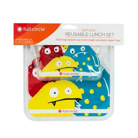 Full Circle Ziptuck Reusable Lunch Set - 2 Bags - Sandwich & Snack - New Baby New Paltz