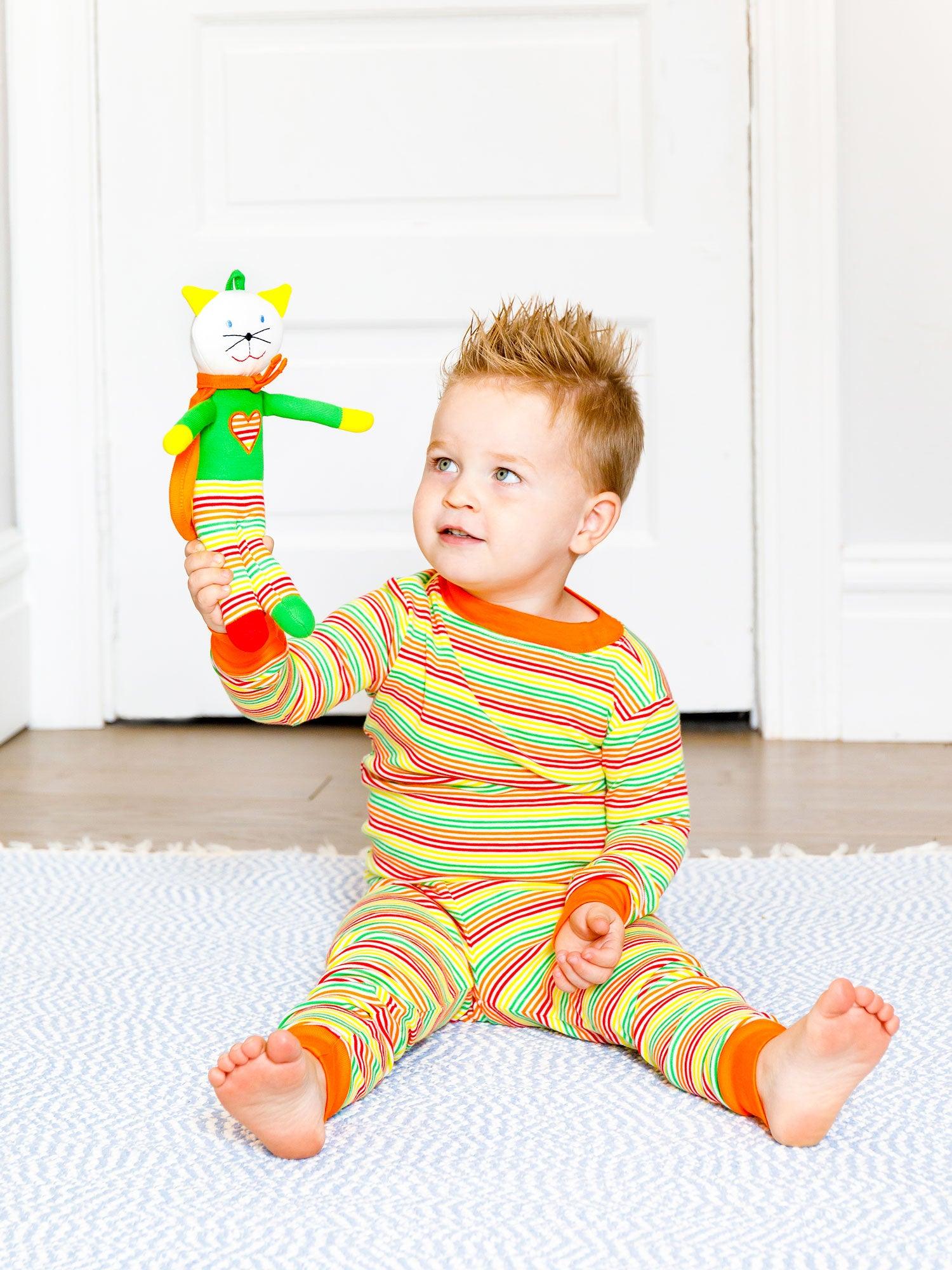 Under The Nile Organic Cotton Multicolor Veggie Stripe long Johns Baby and Toddler - New Baby New Paltz