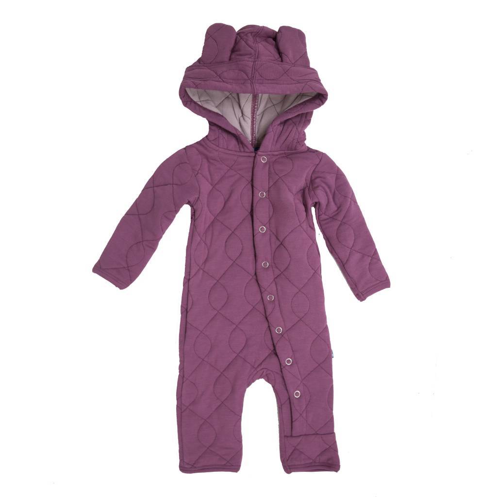 Kickee Pants Quilted Hoodie Coverall with Ears Scarlet Newborn - New Baby New Paltz