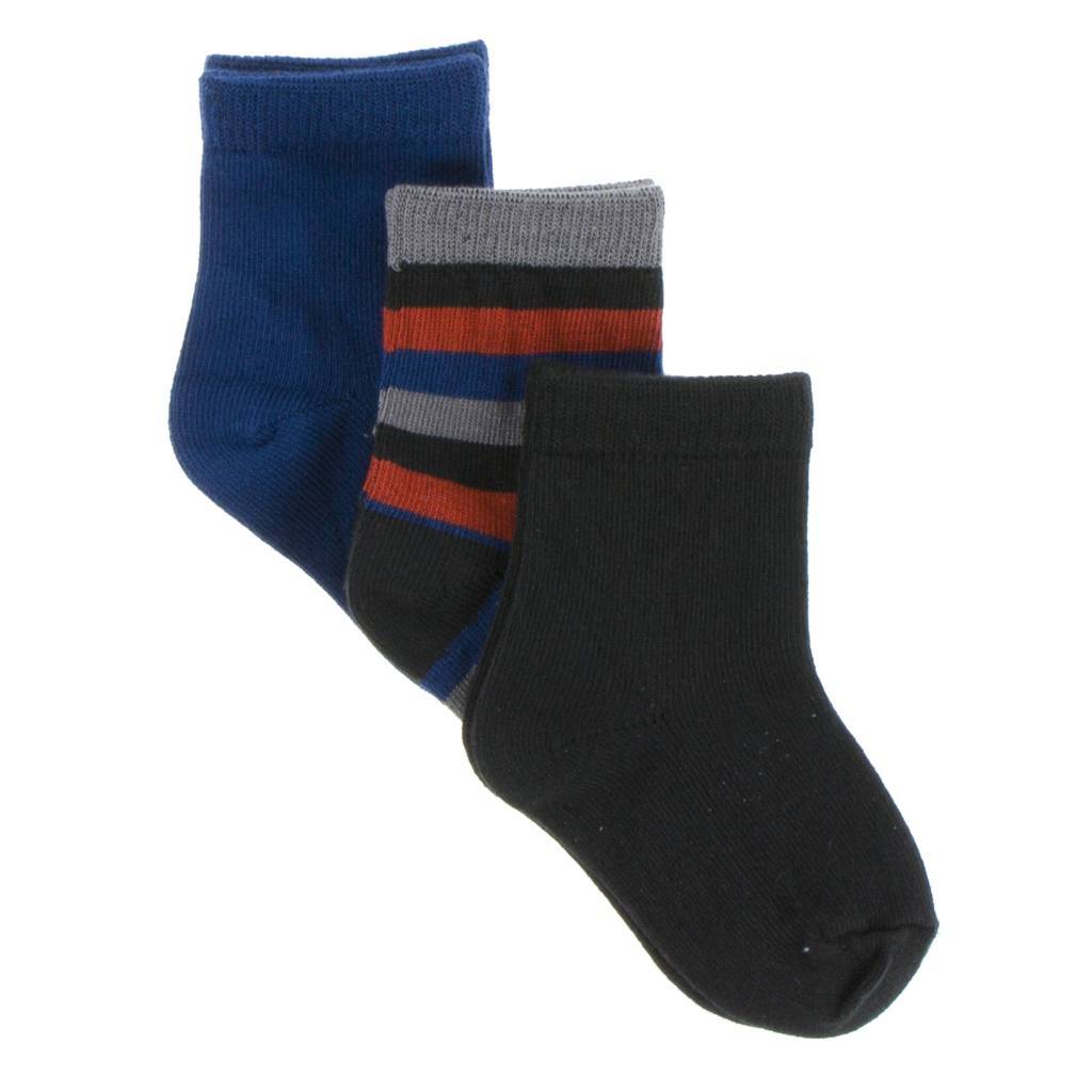 Kickee Pants Socks Navy, Dark London Stripe and Zebra - New Baby New Paltz