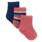 Kickee Pants Socks Navy, Bright London Stripe and English Rose - New Baby New Paltz