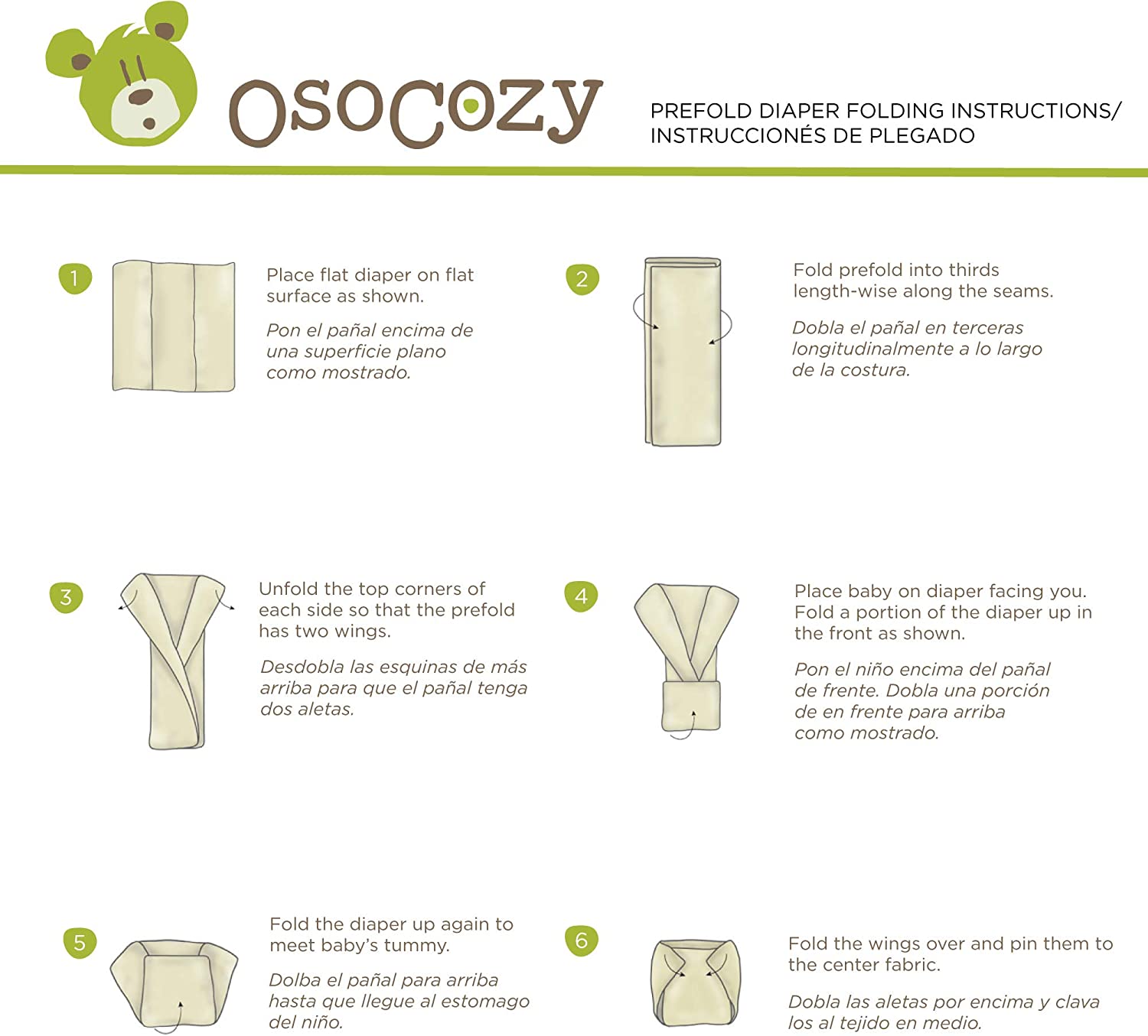 OsoCozy Regular Unbleached Cotton Prefold Diaper - New Baby New Paltz