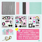 40 PAGES, ONE IMAGINATION, ENDLESS POSSIBILITY - Our Design Your Own Scrapbook Kit comes with everything you need to create a cute and modern keepsake; including a 1 hardcover blank journal, 2 trendy washi tape rolls, 3 sticker sheets, 4 mini envelopes and 5 patterned papers. Design, create & cherish a uniquely YOU scrapbook!