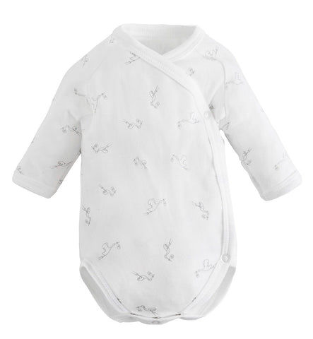 Under The Nile Long Sleeve Side Snap Bodysuit Set - Stork Print - New Baby New Paltz