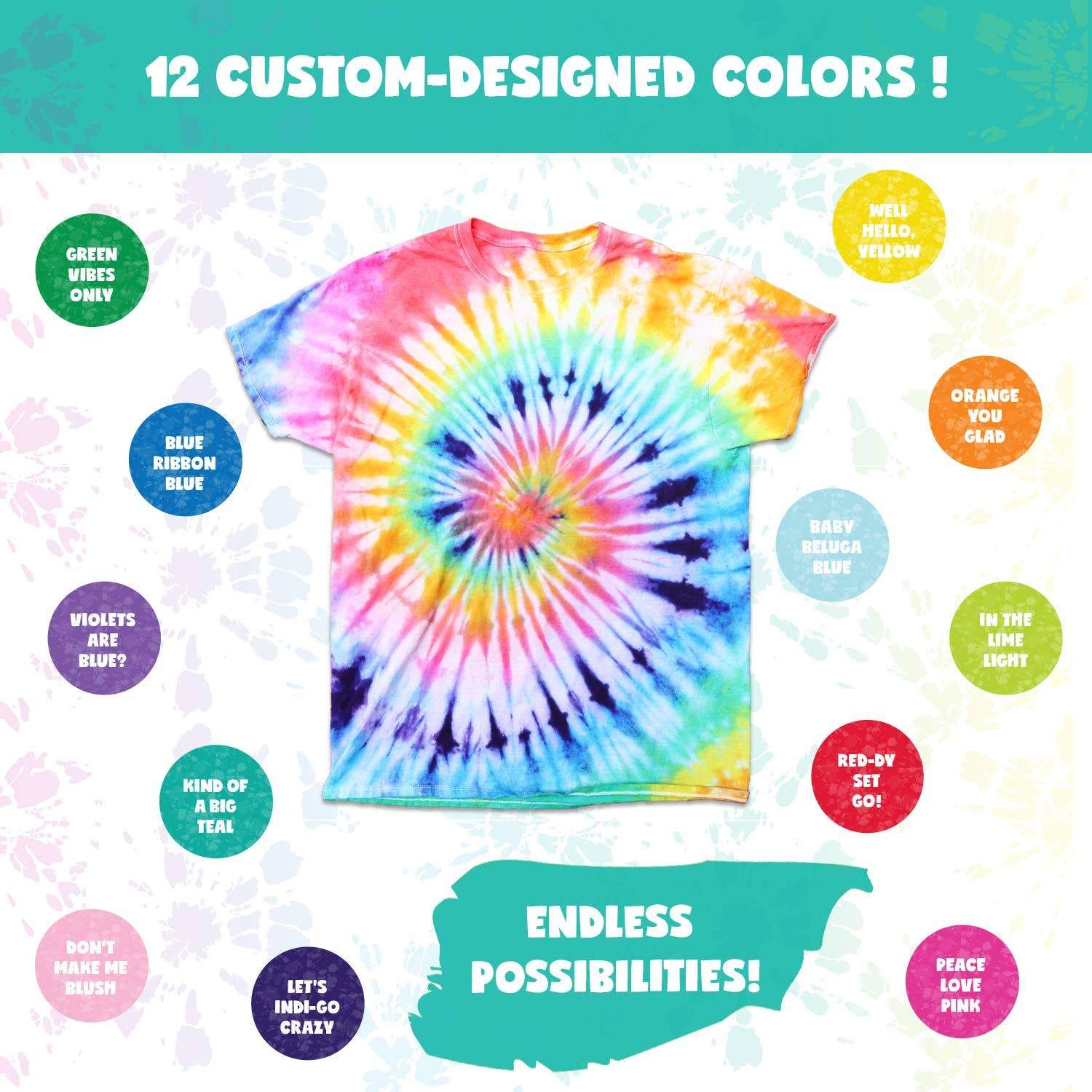 Doodlehog Easy Tie Dye Party Kit for Kids, Adults, and Group | 12 Pack - New Baby New Paltz